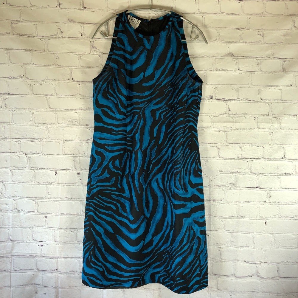 Tess Silk Sleeveless Zebra Print Dress Size 10